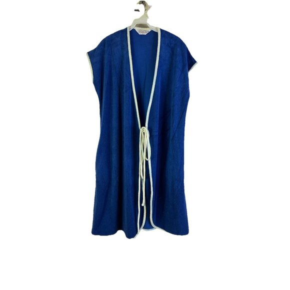 Vintage Other - Vintage 70s Terry Cloth Contrast Tie Front Robe Beach Cover USA